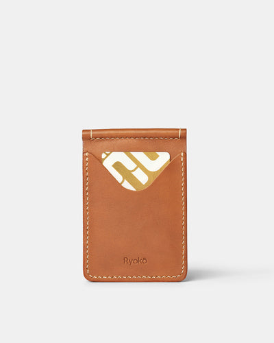 MT Jones Clip Wallet | Tan, Wallets by Ryoko Bags Dubai. Hand Stitched, using vegetable tanned Japanese leather